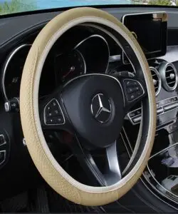 Fiber leather steering wheel cover