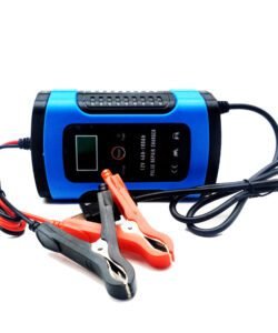 12V 6A smart battery charger with digital display and mode buttons, designed for charging car and motorcycle batteries.