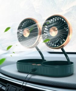 Dual-Head USB Car Fan – 3 Speeds, Adjustable Hose