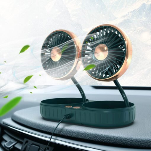 Dual-Head USB Car Fan – 3 Speeds, Adjustable Hose