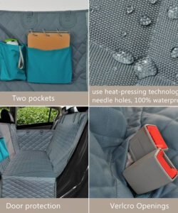 Close-up showing water droplets on the seat cover’s surface, demonstrating its waterproof and anti-seepage material.