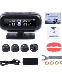 TPMS with real-time tire pressure display and USB charging
