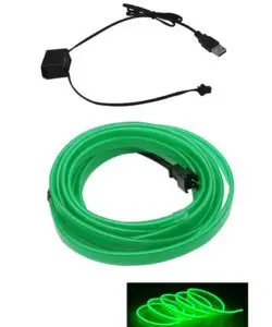 Green glowing car interior LED-light with USB connection