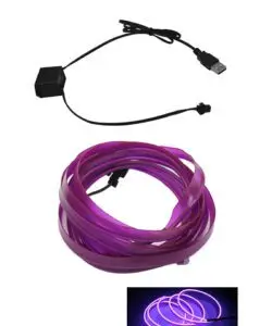 Purple glowing car interior LED light with USB connection